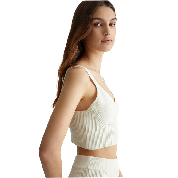 Dettaglio laterale Bralette in maglia bianca Liu Jo