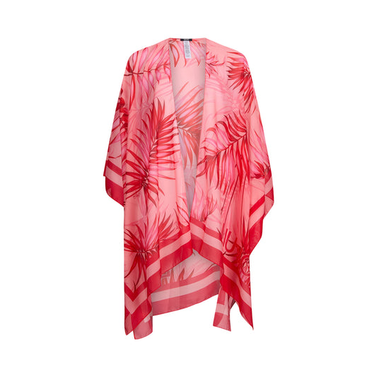 Copricostume Donna con stampa palme rosa/rosso