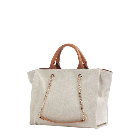 Borsa shopping Donna in Tela Beige retro