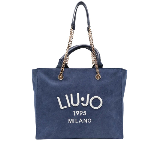 Borsa shopping Donna in Tela Denim blu