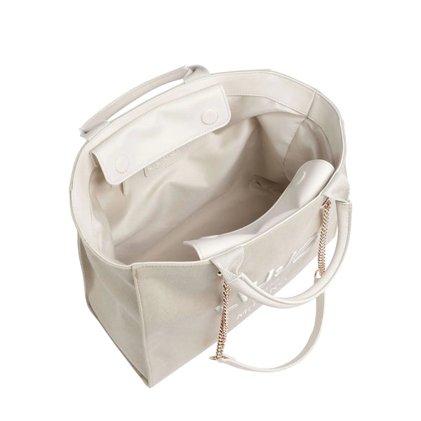 Borsa shopping Donna in Tela Beige chiaro interno