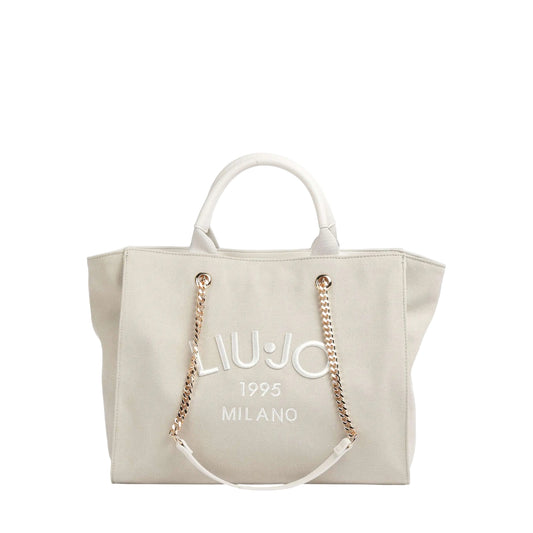 Borsa shopping Donna in Tela Beige chiaro