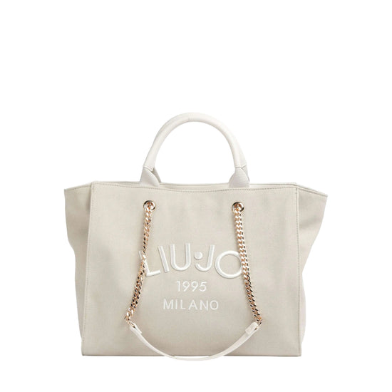 Borsa shopping Donna in Tela Beige chiaro