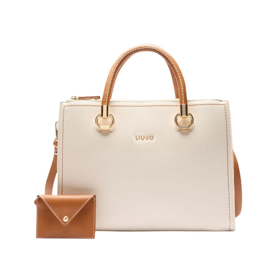 Borsa a mano bianca e marrone