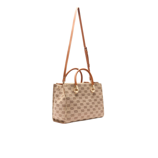 Borsa satchel media marrone con charm retro