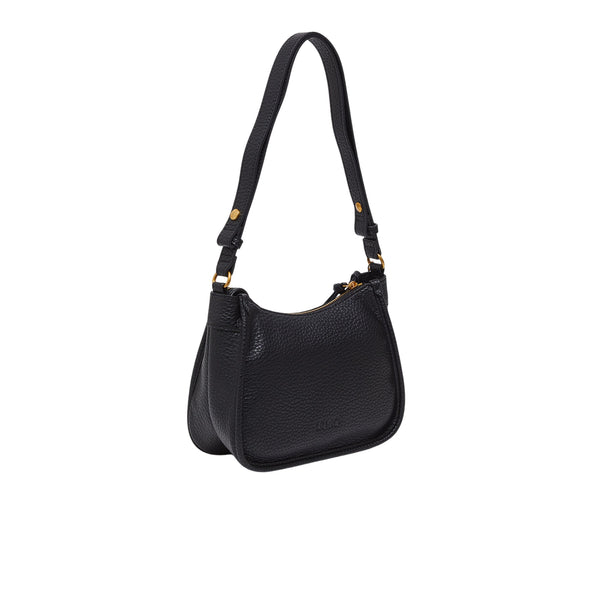 Borsa Donna hobo piccola con charm Nero retro con manico in vista