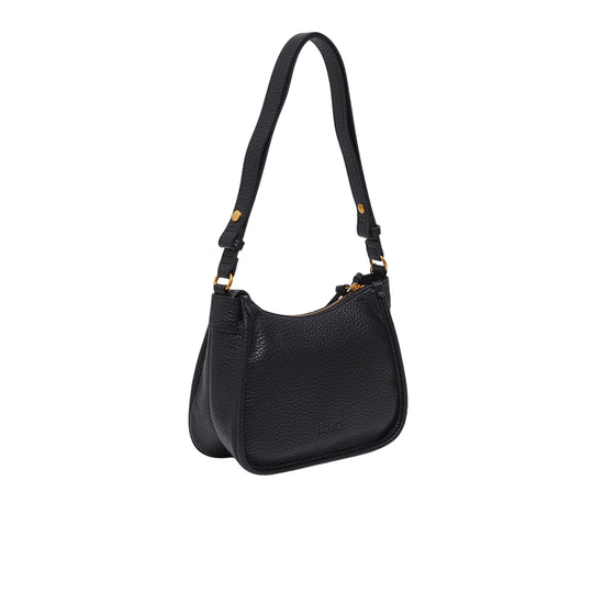 Borsa Donna hobo piccola con charm Nero retro con manico in vista
