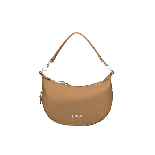 Borsa a spalla Donna a mezza luna bianca beige