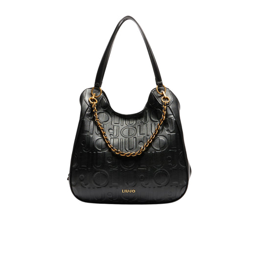 Borsa grande nera da donna con catena gioiello frontale