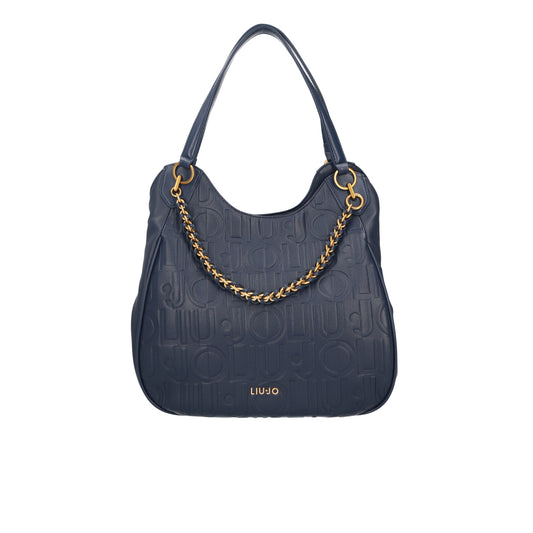 Borsa grande blu da donna con catena gioiello