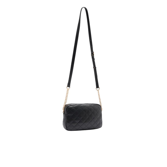 Borsa a tracolla da donna in nero matelassé retro