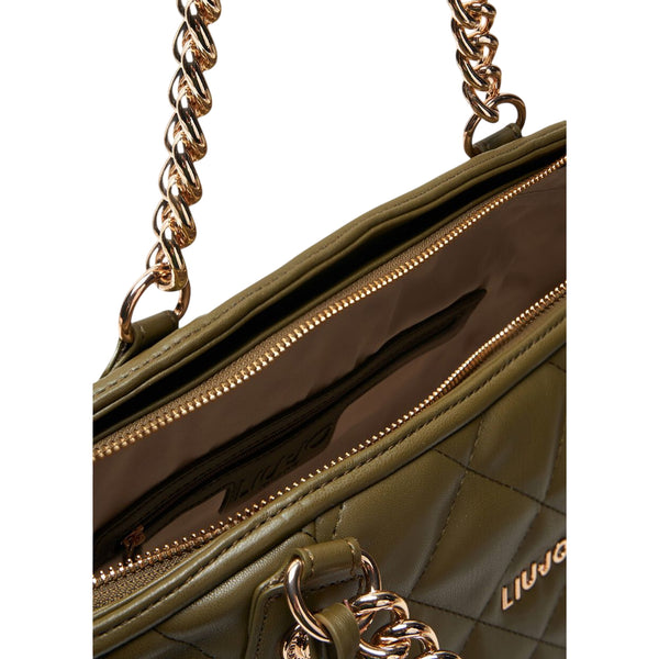 Borsa Donna con trapuntatura matelassé verde militare dettaglio zip