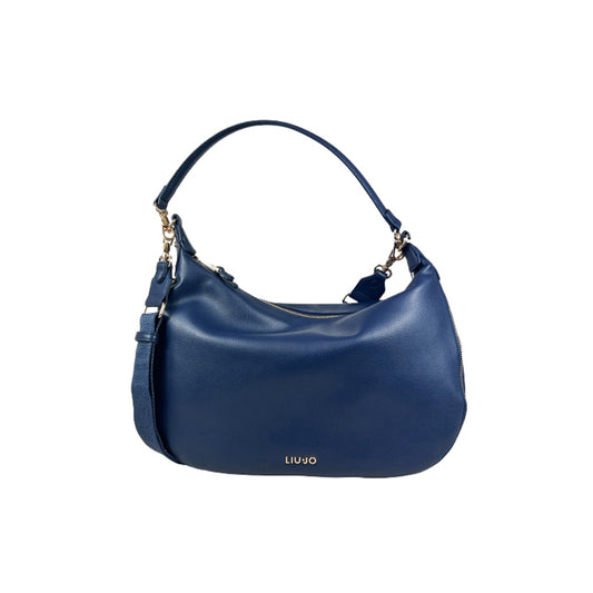 Borsa a spalla in poliuretano bottalato Blu