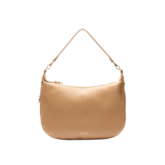 Borsa a spalla in poliuretano bottalato Beige