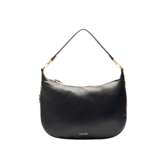 Borsa a spalla in poliuretano bottalato Nero