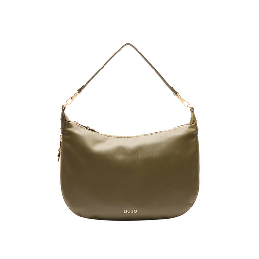 Borsa a spalla in poliuretano bottalato Verde militare