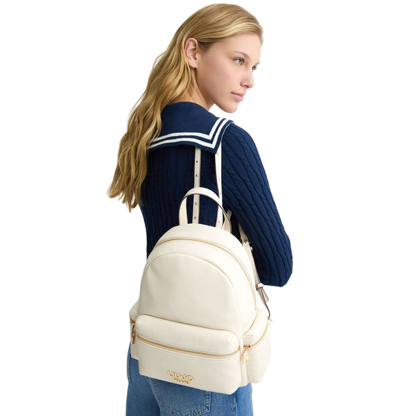 Zaino Donna con taschini laterali Bianco modella