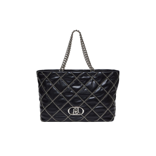 Tote bag grande LaPuffy con catene Nero
