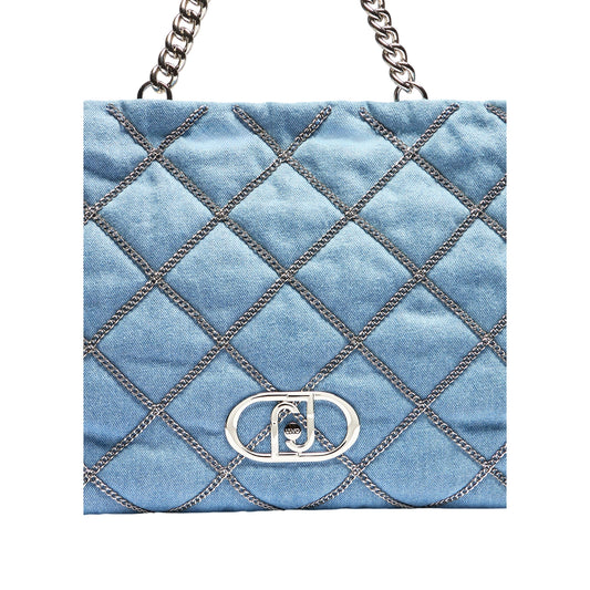 Tote bag grande LaPuffy con catene Celeste