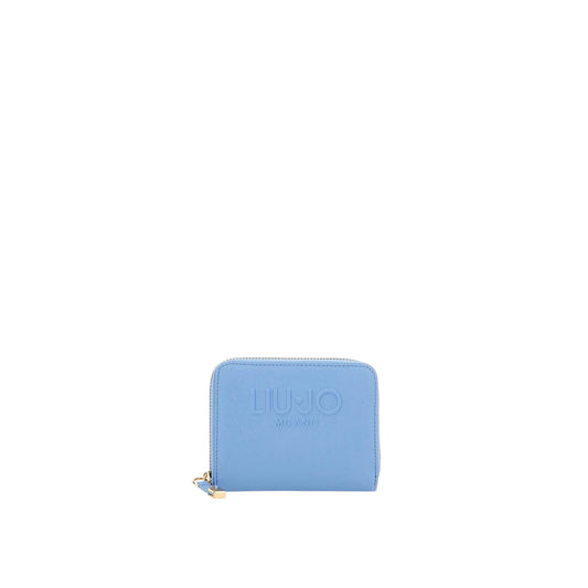 Portafoglio Piccolo Donna con logo a rilievo celeste