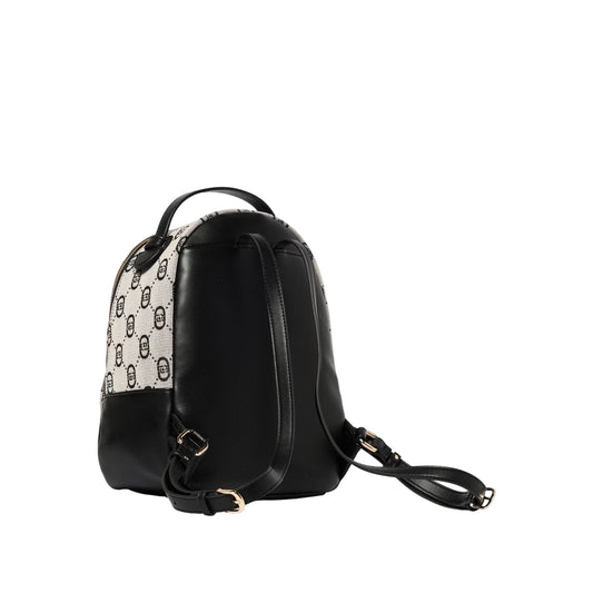 Zaino jacquard nero con pochetteZaino jacquard nero con pochette retro