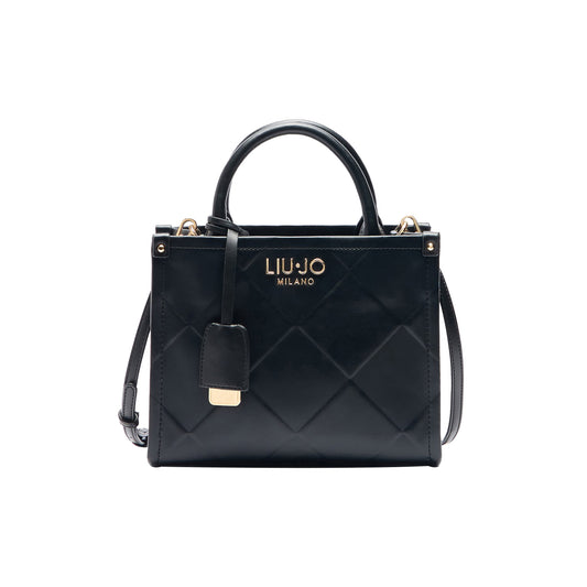 Borsa a mano nera con motivo rombi in rilievo