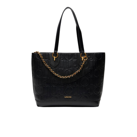 Borsa tote media Nera da donna con catena decorativa