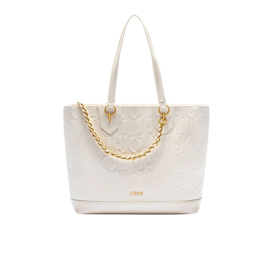 Borsa tote media Bianca da donna con catena decorativa