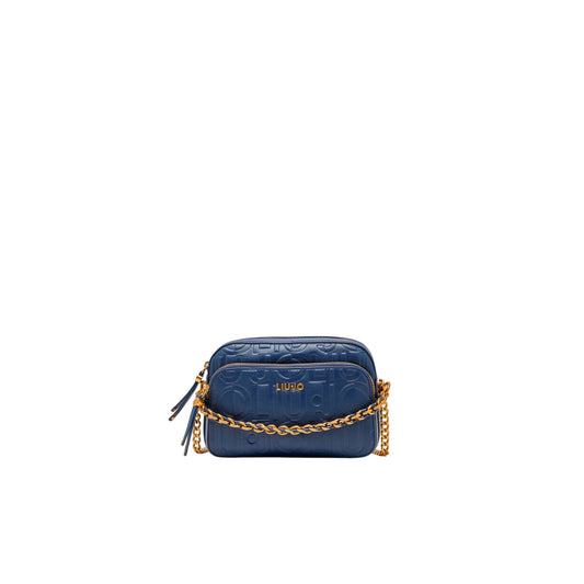 Borsa a tracolla media con catena blu