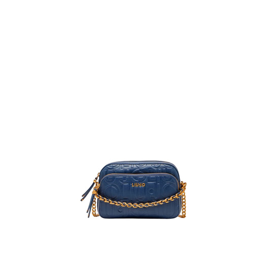 Borsa a tracolla media con catena blu