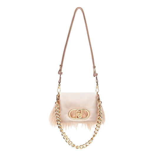 Borsa piccola a spalla LaPuffy con piume Rosa