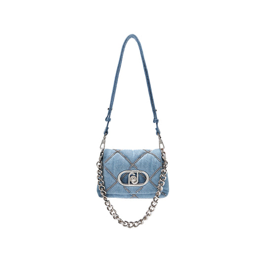 Borsa piccola LaPuffy da donna in denim con catene