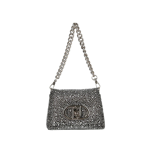 Borsa piccola a spalla LaPuffy con strass Nero
