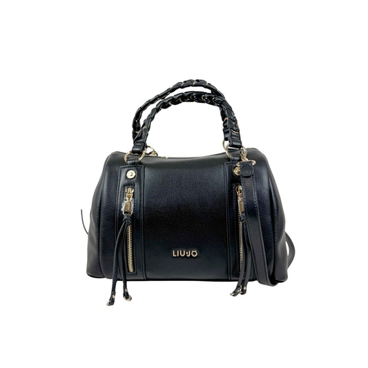 Borsa a bauletto nero con tasche frontali