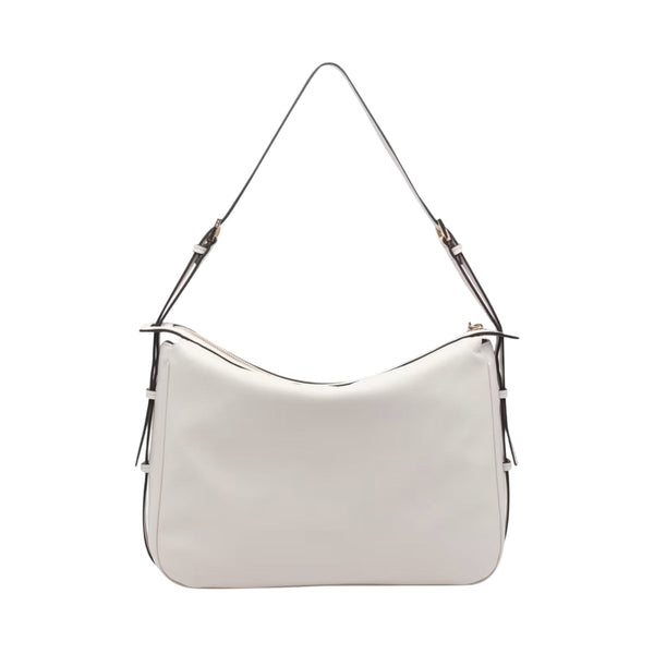 Borsa Donna Bianca, con manico a spalla e logo metallico