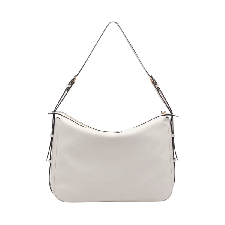 Borsa Donna Bianca, con manico a spalla e logo metallico