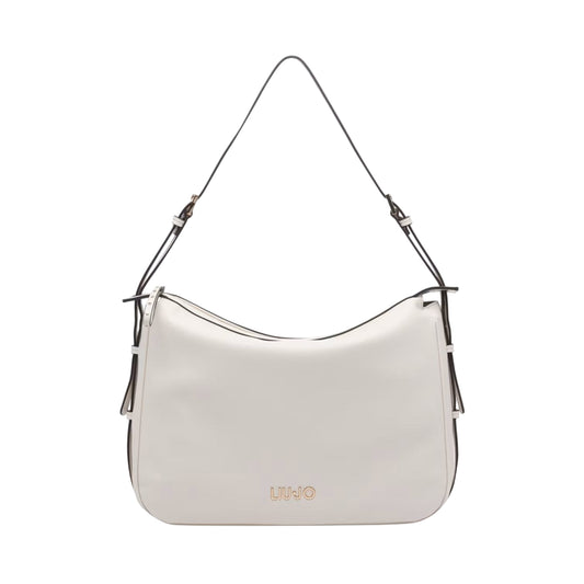 Borsa Donna Bianca, con manico a spalla e logo metallico