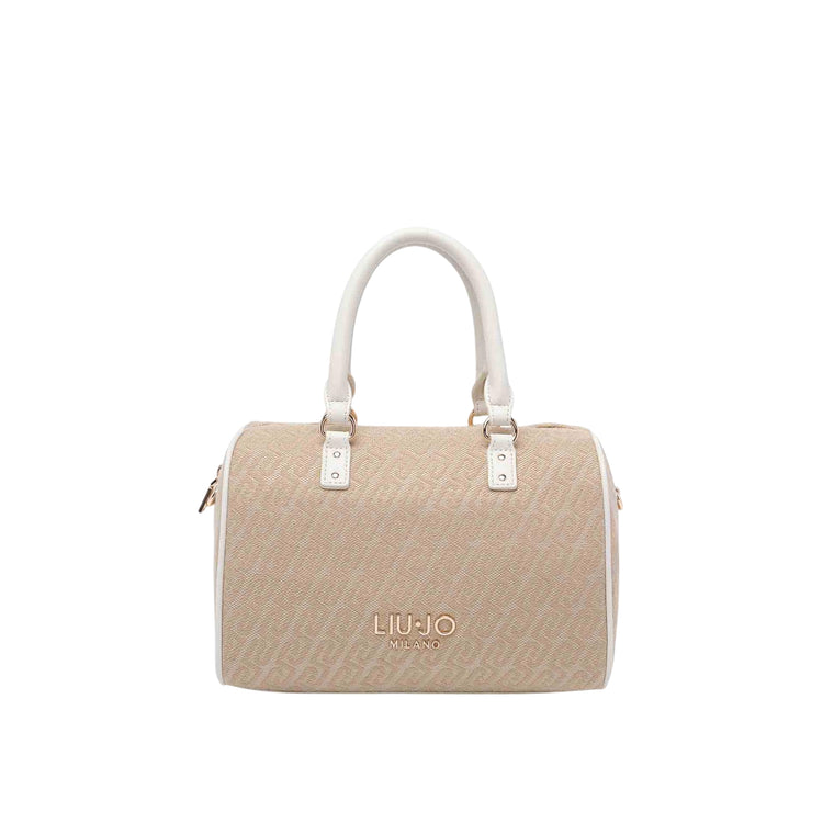 Borsa a mano beige con tracolla 