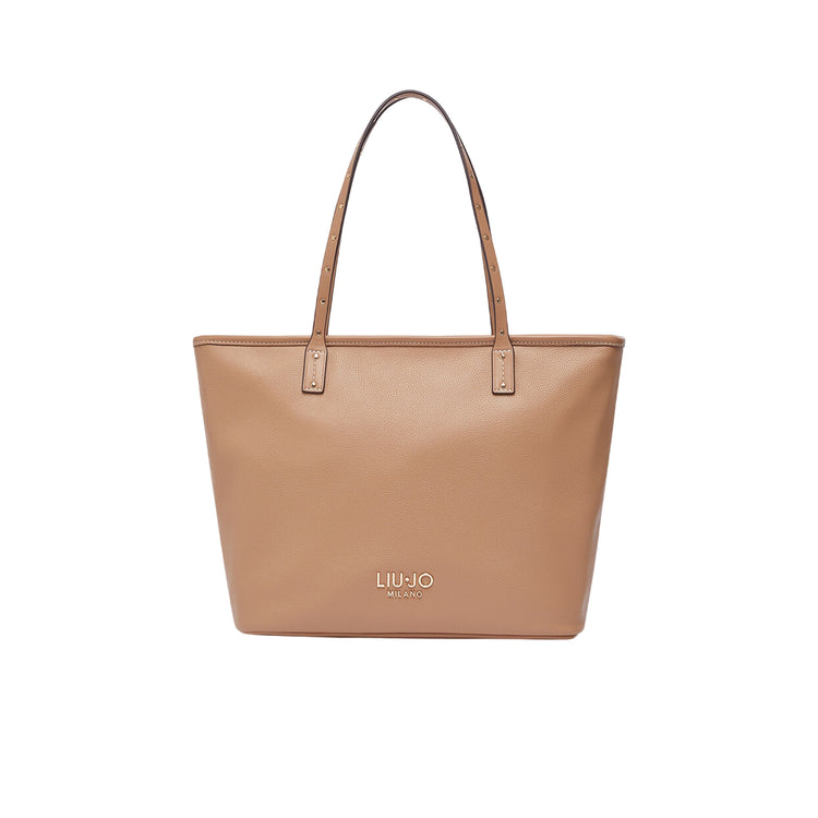 Borsa Tote media Donna tinta unita marrone