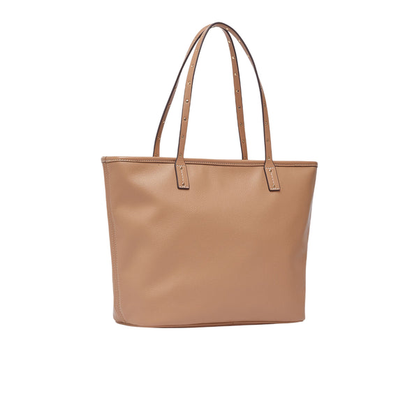 Borsa Tote media Donna tinta unita marrone retro