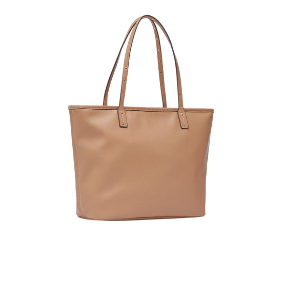 Borsa Tote media Donna tinta unita marrone retro