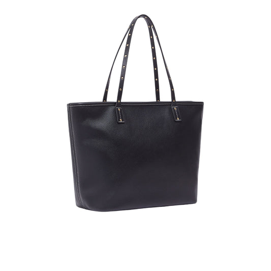 Borsa Tote media Donna tinta unita nera retro