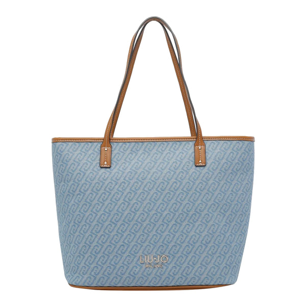 Borsa tote Donna Grande logata Celeste