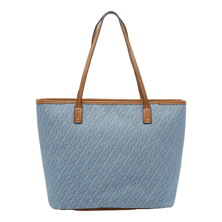 Borsa tote Donna Grande logata Celeste retro