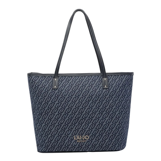 Borsa tote Donna Grande logata Blu