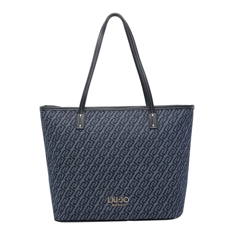 Borsa tote Donna Grande logata Blu