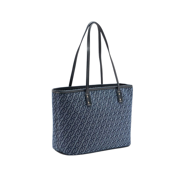 Borsa a spalla Donna in denim jacquard retro