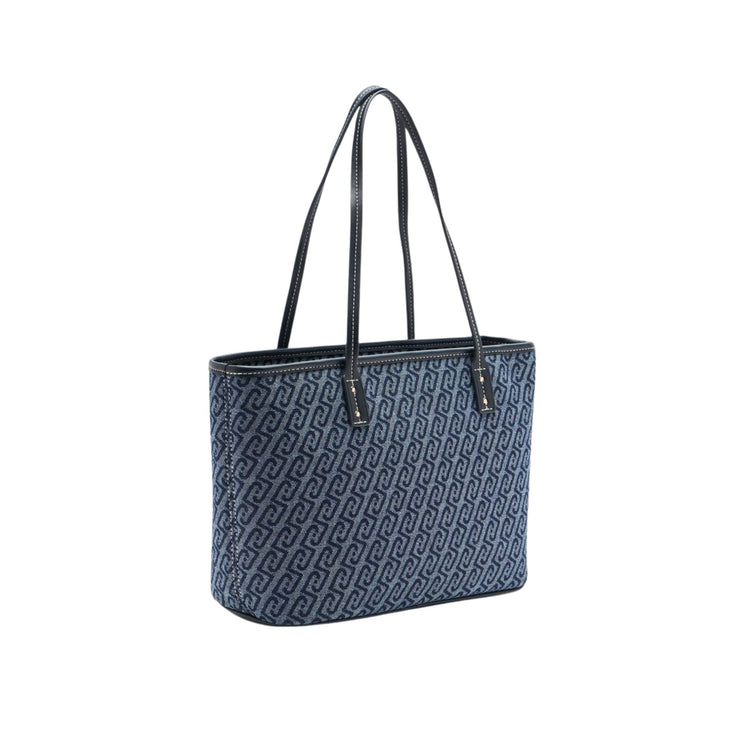 Borsa a spalla Donna in denim jacquard retro