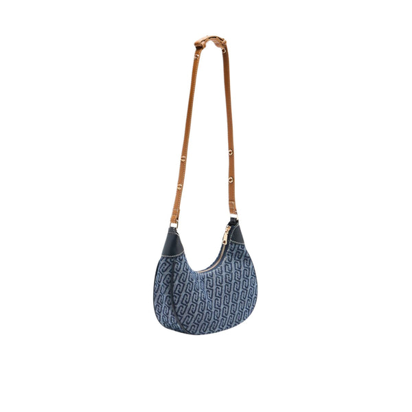 Borsa Donna Hobo piccola effetto denim logato retro