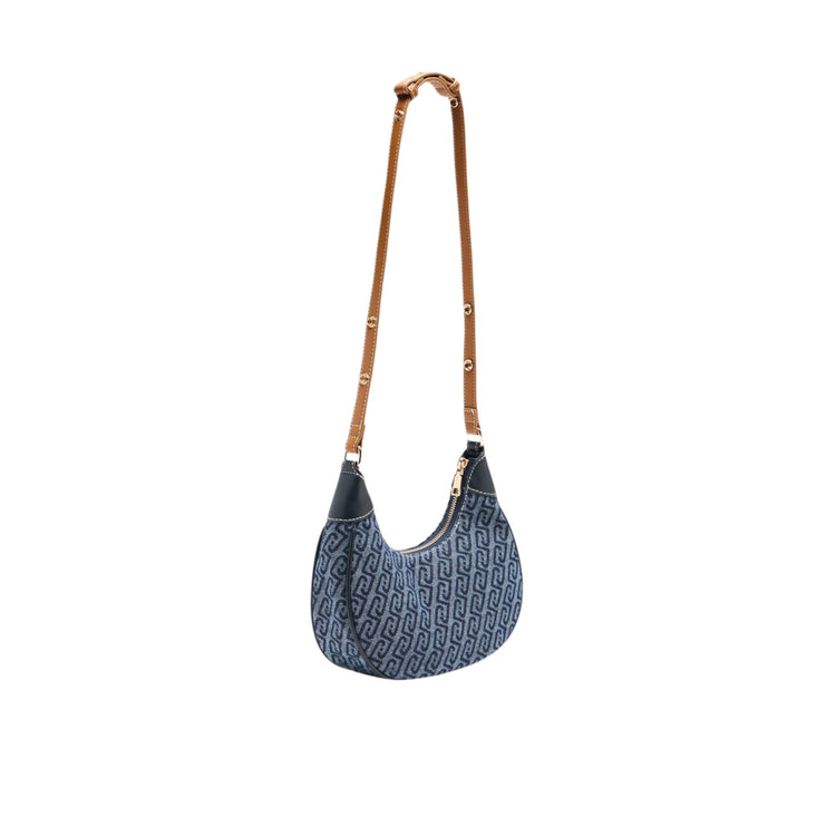 Borsa Donna Hobo piccola effetto denim logato retro
